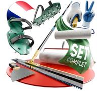 EVAFLOOR Kit Outils de Ciment Autonivelant | Comprend Rouleau Debulleur Ragreage 50cm, Râteau Autonivelant, Chaussure a Pointe Ragreage, Perche Télescopique, Rouleaux, Spatule et Gants