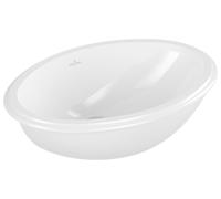 Evana de Villeroy & Boch, lavabo à encastrer, ovale, avec trop-plein, côté extérieur vitrifié, 500x350mm, 61470001, Couleur: Blanc