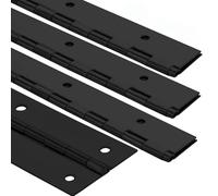 EVANCENT Lot de 4 charnières de piano robustes, 5,1 cm de largeur ouverte x 40,6 cm de long, en acier inoxydable de 0,2 cm d'épaisseur avec trous, finition noire