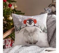 Evans Lichfield Coussin rempli de Plumes de Pingouin enneigé avec Cache-Oreilles