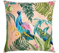 Evans Lichfield Furn. Housse de Coussin d'extérieur en Polyester Motif Paon Rose 43 x 43 cm