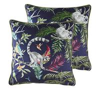 Evans Lichfield Jungle Lemur Coussins remplis de Polyester Lémurant (Pack Twin), Polyester, Bleu