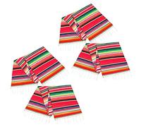 Evarbuild Lot de 4 chemins de table mexicains de 35,6 x 213,4 cm - Pour fête de mariage mexicaine - Frange de coton - Serape - Couvertures - table