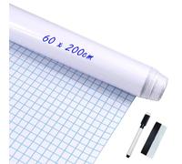 EVBEA Tableau Blanc Adhésif Mural 60x200cm Multifonction Ardoise Effaçable Grand Sticker Autocollant Mural Rouleau Adhésif Whitebord Marqueur pour l'Ecole Bureau Accueil Frigo
