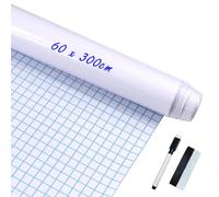 EVBEA Tableau Blanc Adhésif Mural 60x300cm Multifonction Ardoise Effaçable Grand Sticker Autocollant Mural Rouleau Adhésif Whitebord Marqueur pour l'Ecole Bureau Accueil Frigo