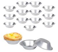 EVBOTGEE Lot de 16 mini moules à tartelette réutilisables - 7,5 x 4 x 2 cm - Moule à tartelette antiadhésif pour tarte et quiche - Aluminium - Argenté - Petit