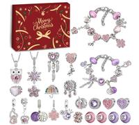EvcgoX Calendrier de l'Avent 2025 Enfant, Calendrier de l'avent Bijoux Femme Fille, Charme Bracelet Collier Kit Fabrication Noël, Kit Calendrier de l'avent Cadeau Fille 6 7 8 9 10 11 12 ans