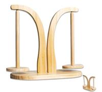 EVDZNA Dérouleur de laine, double broche - Support rotatif magnétique pour pelote de laine - Support de fil pour crochet, bois brut multifonction - Dérouleur de laine en bois pour les amateurs de