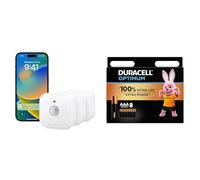 Eve Motion (Matter) Lot de 3 - Détecteur de mouvements Intelligent avec capteur de luminosité, IPX3, Matter Via Thread, Fonctionne avec Apple Home, Alexa, Google Home, SmartThings + Piles AAA Duracell
