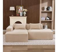 Evedy Canapé Large 235 cm en Tissu, Canapé Compact avec 2 Coussins, Mousse Haute Densité, Tissu Déperlant Antitache, Idéal Petit Salon Appartement Bureau, Design Nordique Industriel Moderne Kaki