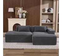 Evedy Canapé Large 235 cm en Tissu, Canapé Compact avec 2 Coussins, Mousse Haute Densité, Tissu Déperlant Antitache, Idéal Petit Salon Appartement Bureau, Design Nordique Industriel Moderne Gris