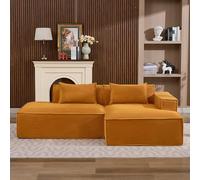 Evedy Canapé Large 235 cm en Tissu, Canapé Compact avec 2 Coussins, Mousse Haute Densité, Tissu Déperlant Antitache, Design Nordique Industriel Moderne Jaune Moutarde