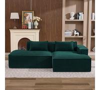 Evedy Canapé Large 235 cm en Tissu, Canapé Compact avec 2 Coussins, Mousse Haute Densité, Tissu Déperlant Antitache, Idéal Petit Salon Appartement Bureau, Design Nordique Industriel Moderne Vert rétro