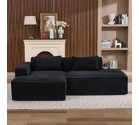 Evedy Canapé Large 235 cm en Tissu, Canapé Compact avec 2 Coussins, Mousse Haute Densité, Tissu Déperlant Antitache, Idéal Petit Salon Appartement Bureau, Design Nordique Industriel Moderne Noir
