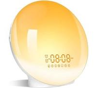 Eveil Lumière LED Radio Réveil Matin Lumineux Lampe de Chevet 20 Niveaux de Luminosité Simulateur d'Aube et Crépuscule