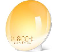Eveil Lumière LED Radio Réveil Matin Lumineux Lampe de Chevet 20 Niveaux de Luminosité Simulateur d'Aube et Crépuscule (Jaune)
