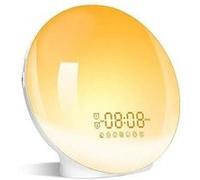 Eveil lumière led radio réveil matin lumineux lampe de chevet 20 niveaux de luminosité simulateur d'aube et crépuscule 2 réveils 7 sons naturels G