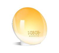 Eveil Lumière LED Radio Réveil Matin Lumineux Lampe de Chevet 20 Niveaux de Luminosité Simulateur d'Aube et Crépuscule
