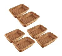 Evenden Lot de 6 paniers rectangulaires pour table ou comptoir, présentoir pour pain, fruits et légumes, paniers en osier pour marchés, boulangerie
