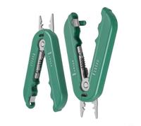 Evenoonest Fil pour pince à dénuder, multifonction 7 en 1, en acier | AWG Lot de 2 trous de dénudage, mécanisme de verrouillage, 14,5 x 8,5 cm, en acier inoxydable, bricolage, pour mini, vert