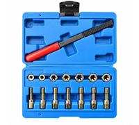 Evenoonest Kit de réparation de filetage, 15 pièces en acier au carbone | Mallette de rangement métrique pour boulons M6/M8/M10, pour goujons et écrous, filetage intérieur/extérieur, auto, bleu