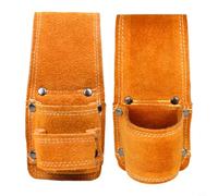 Evenoonest Porte-marteau en cuir de vachette pour ceinture | Cuir de vachette poli, compatible avec marteaux et clés, clip sécurisé, mains libres pour charpentiers, 16 x 7 cm, orange