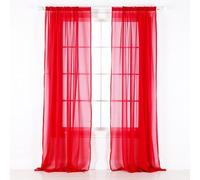 Event Decor Shop Lot de 2 voilages semi-transparents aspect lin rouge - 2 panneaux faciles à accrocher avec passe-tringle pour fenêtre de salon, chambre, restaurants et intérieurs de maison, 228 x 142