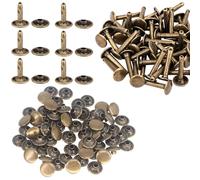 Event Decor Shop Lot de 50 rivets à double capuchon - Clous tubulaires extra longs en bronze pour réparation et remplacement de vêtements, couture, artisanat du cuir (ing, projets de bricolage, arts