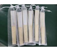 Éventail à main pliable en soie blanc gravé personnalisé, 24 /70 pièces, élégant, avec sac cadeau, mariage et fête 24pcs