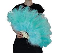 Éventail à plumes avec poignée en bambou, 30 cm, accessoire de scène pliable pour spectacles de danse, théâtre, événements, décoration de fête, séances photo, accessoire de danse, éventail pliable, de