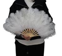 Éventail à plumes avec poignée en bambou, 30 cm, accessoire de scène pliable pour spectacles de danse, théâtre, événements, décoration de fête, séances photo, accessoire de danse, éventail pliable, de