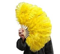 Éventail à plumes avec poignée en bambou, 30 cm, accessoire de scène pliable pour spectacles de danse, théâtre, événements, décoration de fête, séances photo, accessoire de danse, éventail pliable, de
