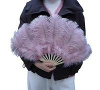 Éventail à plumes avec poignée en bambou, 30 cm, accessoire de scène pliable pour spectacles de danse, théâtre, événements, décoration de fête, séances photo, accessoire de danse, éventail pliable, de