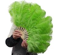 Éventail à plumes avec poignée en bambou, 30 cm, accessoire de scène pliable pour spectacles de danse, théâtre, événements, décoration de fête, séances photo, accessoire de danse, éventail pliable, de