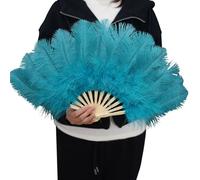Éventail à plumes avec poignée en bambou, 30 cm, accessoire de scène pliable pour spectacles de danse, théâtre, événements, décoration de fête, séances photo, accessoire de danse, éventail pliable, de