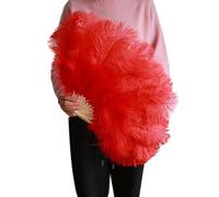 Éventail à plumes avec poignée en bambou, 30 cm, accessoire de scène pliable pour spectacles de danse, théâtre, événements, décoration de fête, séances photo, accessoire de danse, éventail pliable, de