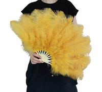 Éventail à plumes avec poignée en bambou, 30 cm, accessoire de scène pliable pour spectacles de danse, théâtre, événements, décoration de fête, séances photo, accessoire de danse, éventail pliable, de
