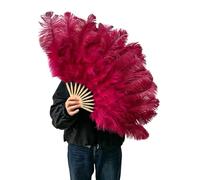Éventail à plumes avec poignée en bambou, 30 cm, accessoire de scène pliable pour spectacles de danse, théâtre, événements, décoration de fête, séances photo, accessoire de danse, éventail pliable, de