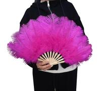 Éventail à plumes avec poignée en bambou, 30 cm, accessoire de scène pliable pour spectacles de danse, théâtre, événements, décoration de fête, séances photo, accessoire de danse, éventail pliable, de