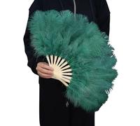Éventail à plumes avec poignée en bambou, 30 cm, accessoire de scène pliable pour spectacles de danse, théâtre, événements, décoration de fête, séances photo, accessoire de danse, éventail pliable, de