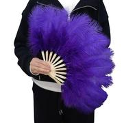 Éventail à plumes avec poignée en bambou, 30 cm, accessoire de scène pliable pour spectacles de danse, théâtre, événements, décoration de fête, séances photo, accessoire de danse, éventail pliable, de