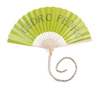 Eventail de cèdre Pedro Vert Citron, Manche en Bambou avec chaîne, Teintes Uniques
