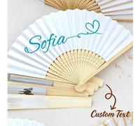 Éventail de mariage personnalisé avec nom/logo, éventail de fête unisexe, livré avec un sac en tulle. Produit dérivé de concert, éventail DIY classique, décoration personnalisée de haute qualité. Pers