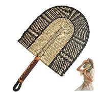 Éventail en Raphia tissé à la Main 28 x 50 cm, décoration Murale en Paille avec Motifs africains, éventail en Fibre Naturelle pour la Maison et Le café, Cadeaux Uniques pour Pendaison de créma
