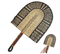 Éventail en raphia tissé à la main, décoration murale, grand éventail en paille avec des motifs d'inspiration africaine, décoration de maison en fibre naturelle pour salon, café, mariage 28x50cm.
