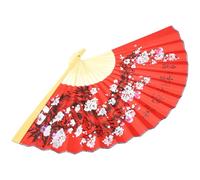 Éventail Mural Chinois Pliable Rouge, Bambou et Papier, Fleur de Prunier | 1 Pièce, Style Oriental Vintage, pour Murs et Fonds Photo, Accessoires Décoratifs pour Événements