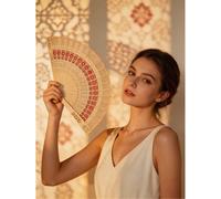 Éventail pliable en bois de santal, ensemble d'éventails classiques ajourés, éventail + sac, étoile & lune, dauphin, tournesol, bois de santal, convient pour cadeau de vacances, cadeau de mariage pour