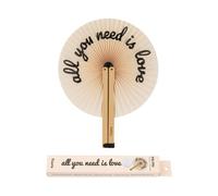 Éventail pliable - Fisura - Éventail pliable “All you need is love” papier blanc avec message. Éventail pour fêtes ou cérémonies.