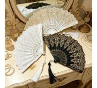 Éventail pliant de style asiatique, éventail à motif floral doré avec pendentif à gland élégant, éventail à main vintage pour la décoration de la maison, les performances de danse, les cadeaux de fest