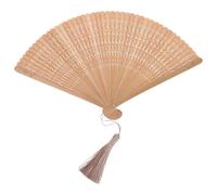 Éventail Pliant en Bambou Marron, Ventilé à Main Vintage pour Femmes | Ventilation Naturelle sans Électricité, Finition Lisse et Cadre Finement Sculpté, pour Cérémonies du Thé et Théâtre